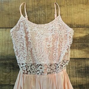 Light Pink Lace Detail Maxi Dress